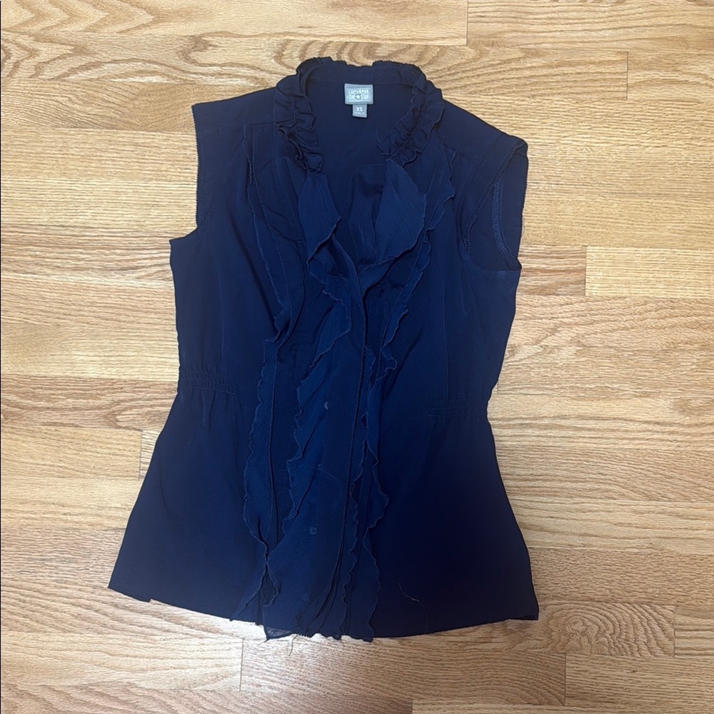 Navy Blue Ruffled blouse